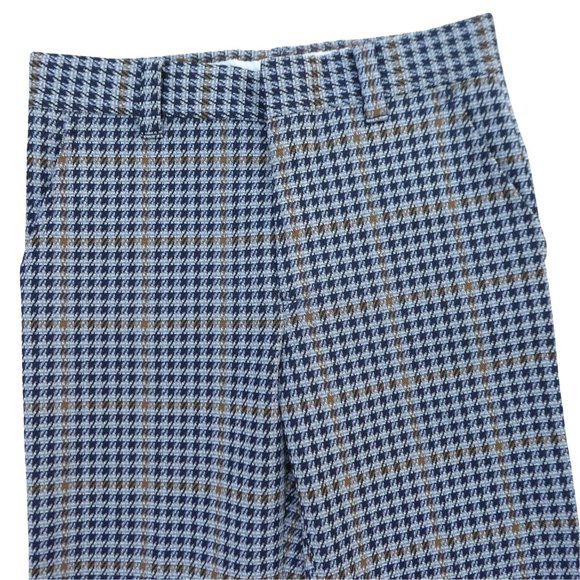 30x31 Vintage Double Knit Houndstooth Plaid Trouser Pants Groovy Straight Leg - Picture 4 of 11